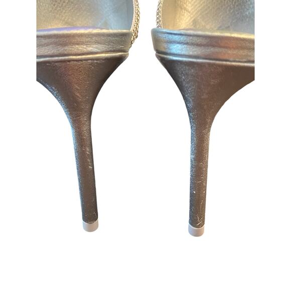 Cult Gaia Audrey Crystal Embellished Sandals Stiletto Heel Square Toe Clear Sz 6 - Picture 9 of 14